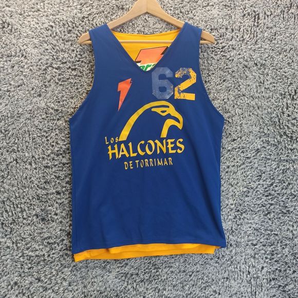 Irvine Sport Other - Irving Sport Men Basketball Jersey Medium Reversible Blue Yellow Los Halcones 62